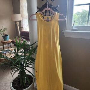 Vintage Venus Yellow Crisscross Back Sleeveless Midi Dress